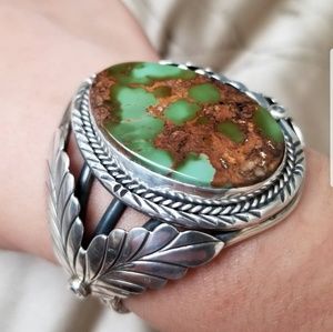 Huge Sterling Navajo Royston Turquoise Cuff.